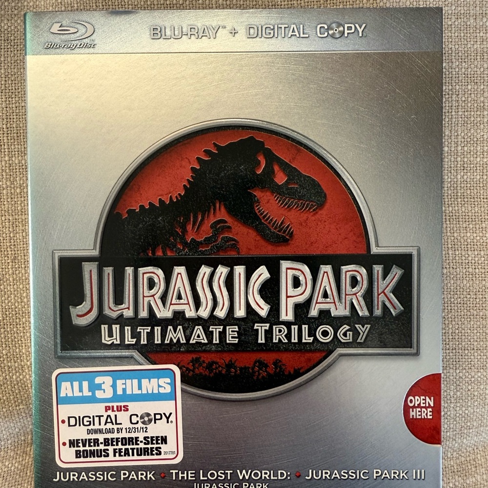 Silver and Red Jurassic Park Ultimate Trilogy Blu-ray Set